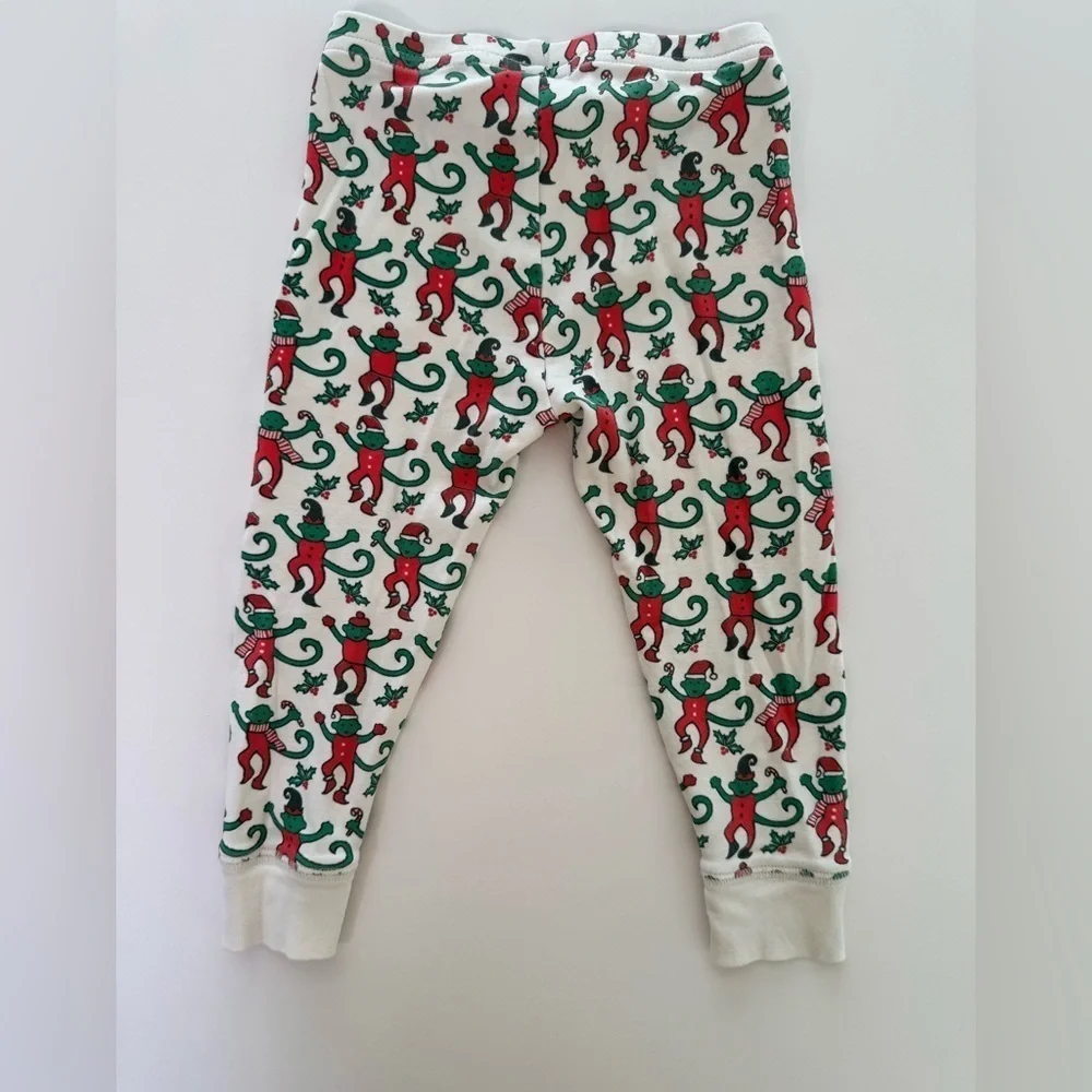 Roller Rabbit Monkey Mas Christmas Pajama Bottoms Size 2